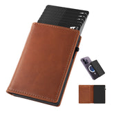 TOYFID Aluminum Alloy Wallet With Genuine Leather Cover Men&